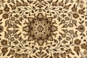 Cream Brown Floral 3X10 Kirman Oriental Runner Rug
