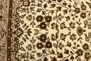 Cream Brown Floral 2'7X9'3 Kirman Oriental Runner Rug