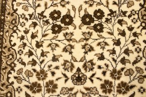 Cream Brown Floral 2'7X9'3 Kirman Oriental Runner Rug