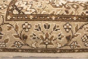 Cream Brown Floral 2'7X9'3 Kirman Oriental Runner Rug