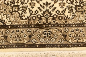 Cream Brown Floral 2'7X9'3 Kirman Oriental Runner Rug
