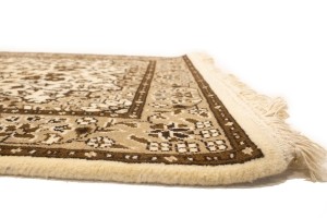 Cream Brown Floral 2'7X9'3 Kirman Oriental Runner Rug