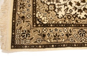 Cream Brown Floral 2'7X9'3 Kirman Oriental Runner Rug