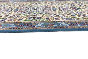 Cream & Blue Floral 3X10 Kirman Oriental Runner Rug