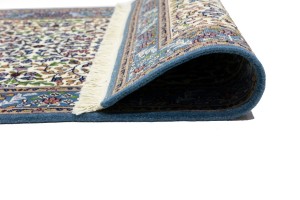 Cream & Blue Floral 3X10 Kirman Oriental Runner Rug
