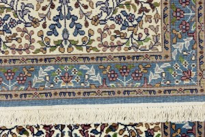 Cream & Blue Floral 3X10 Kirman Oriental Runner Rug