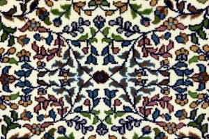 Cream & Blue Floral 3X10 Kirman Oriental Runner Rug