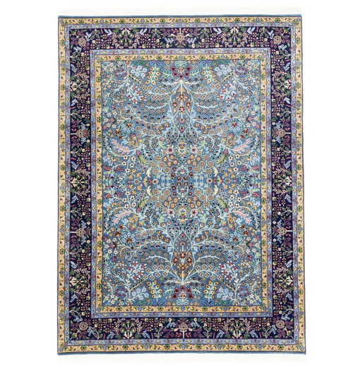 Blue & Navy Floral 6X8 Kirman Oriental Rug