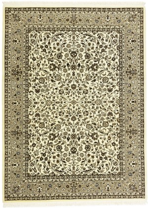 Cream Brown Floral 6X8 Kirman Oriental Rug