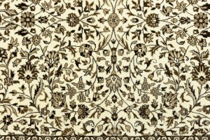 Cream Brown Floral 6X8 Kirman Oriental Rug