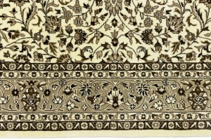 Cream Brown Floral 6X8 Kirman Oriental Rug
