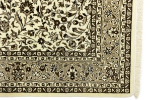 Cream Brown Floral 6X8 Kirman Oriental Rug
