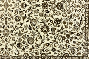 Cream Brown Floral 6X8 Kirman Oriental Rug