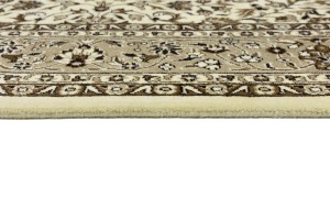Cream Brown Floral 6X8 Kirman Oriental Rug