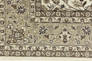 Cream Brown Floral 6X8 Kirman Oriental Rug