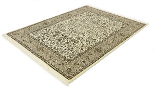 Cream Brown Floral 6X8 Kirman Oriental Rug