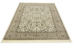 Cream Brown Floral 6X8 Kirman Oriental Rug