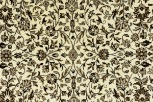 Cream Brown Floral 6X8 Kirman Oriental Rug