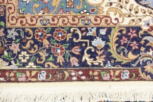 Cream & Navy Floral 5'4X7'8 Kirman Oriental Rug