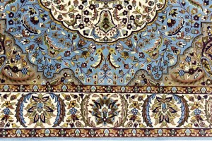 Blue Cream Floral 5'6X7'9 Kirman Oriental Rug