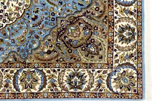 Blue Cream Floral 5'6X7'9 Kirman Oriental Rug
