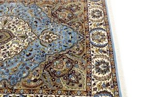 Blue Cream Floral 5'6X7'9 Kirman Oriental Rug