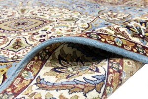 Blue Cream Floral 5'6X7'9 Kirman Oriental Rug