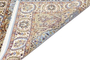 Blue Cream Floral 5'6X7'9 Kirman Oriental Rug