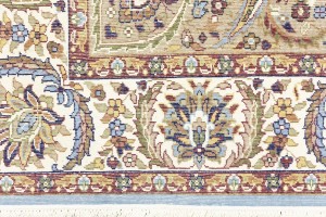 Blue Cream Floral 5'6X7'9 Kirman Oriental Rug