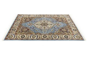 Blue Cream Floral 5'6X7'9 Kirman Oriental Rug