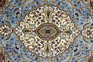 Blue Cream Floral 5'6X7'9 Kirman Oriental Rug
