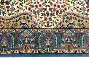 Cream & Blue Floral 6X8 Kirman Oriental Rug