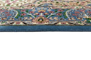 Cream & Blue Floral 6X8 Kirman Oriental Rug