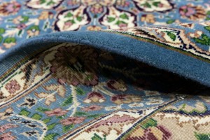 Cream & Blue Floral 6X8 Kirman Oriental Rug
