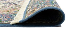 Cream & Blue Floral 6X8 Kirman Oriental Rug