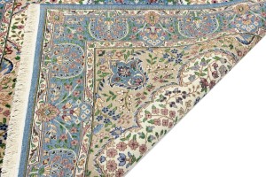 Cream & Blue Floral 6X8 Kirman Oriental Rug