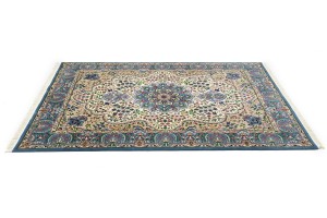 Cream & Blue Floral 6X8 Kirman Oriental Rug