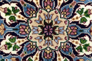 Cream & Blue Floral 6X8 Kirman Oriental Rug