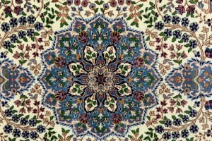 Cream & Blue Floral 6X8 Kirman Oriental Rug