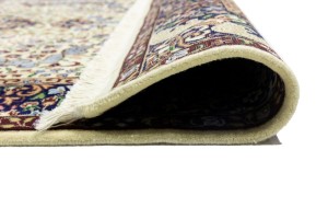 Cream & Navy Floral 5'9X7'8 Kirman Oriental Rug