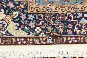 Cream & Navy Floral 5'9X7'8 Kirman Oriental Rug