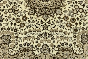 Cream Brown Floral 6X6 Kirman Oriental Square Rug