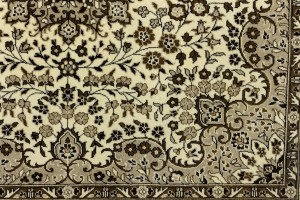 Cream Brown Floral 6X6 Kirman Oriental Square Rug