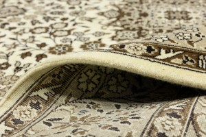 Cream Brown Floral 6X6 Kirman Oriental Square Rug