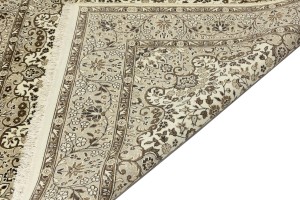 Cream Brown Floral 6X6 Kirman Oriental Square Rug