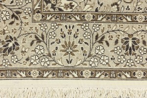 Cream Brown Floral 6X6 Kirman Oriental Square Rug
