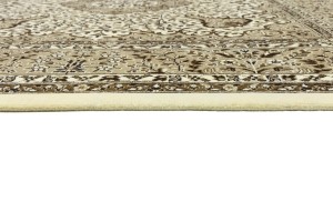 Cream Brown Floral 6X6 Kirman Oriental Square Rug
