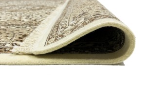 Cream Brown Floral 6X6 Kirman Oriental Square Rug