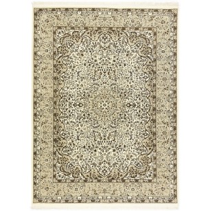 Cream Beige Brown Floral 6X8 Kirman Oriental Rug