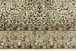 Cream Beige Brown Floral 6X8 Kirman Oriental Rug
